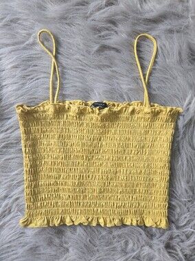 Forever 21 Fitted Stretch Crop Spaghetti Strap Tank Top